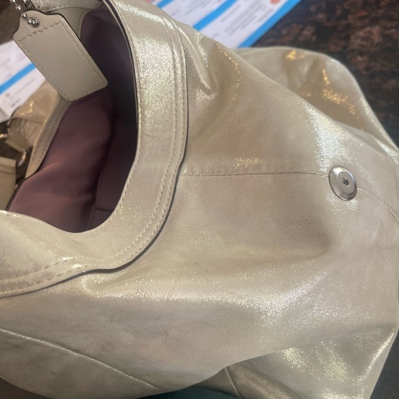 Coach Metallic Biege Shimmering Leather
Maggie Shoulder Bag - Picture 11 of 12
